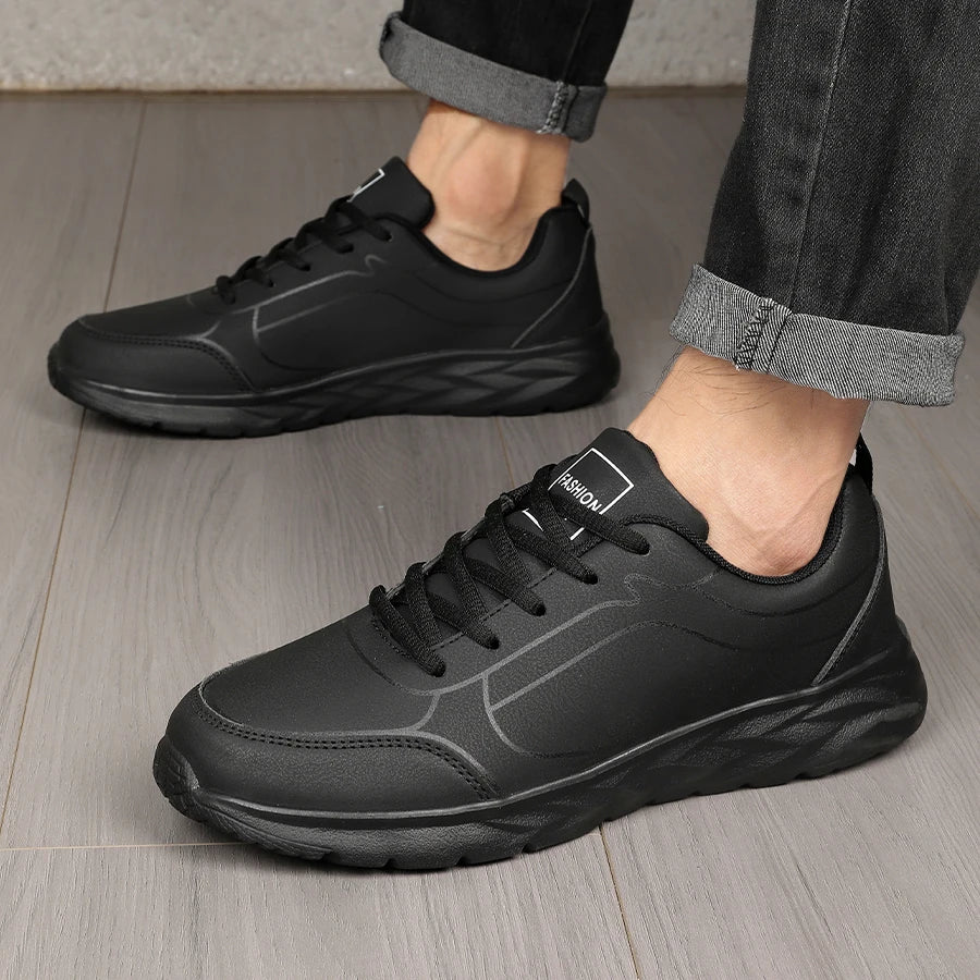 Fashion Men Running Shoes Winter Warm Men's Sneakers Anti-slip Male Walking Shoes Lace-up Leather Casual Shoes Soft 39-47 2024