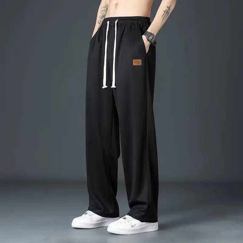 Casual Long Jogger Sweat Pants Men For Quick Drying Spring And Summer Thin Trendy Straight Leg Loose Flowing Fashion Trousers