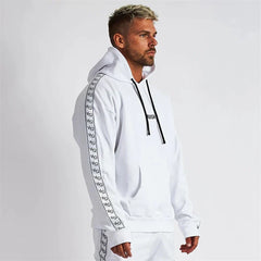 Men Oversized Pullover Hoodie Cotton Round Neck Embroidered Coat Gym Sports Fitness Sportswear Gym Running Training Loose Hoodie