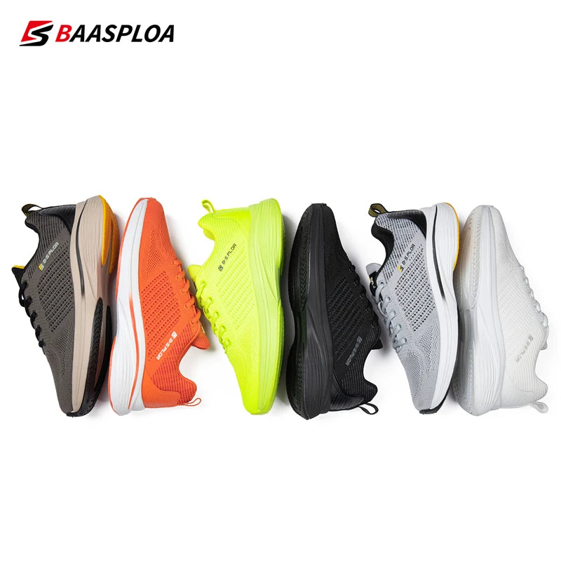 Baasploa Men Running Shoes 2024 New Fashion Lightweight Breathable Sports Shoes Male Outdoor Casual Lace Up Walking Shoes