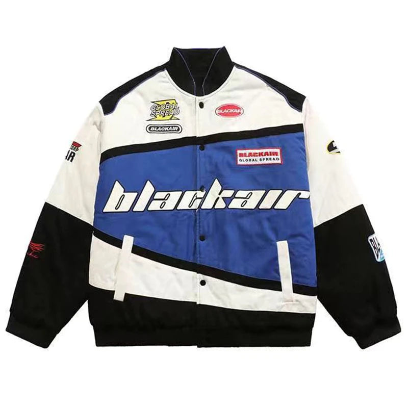 Embroidery Motorcycle Baseball Jackets Men Y2K Harajuku Letter Patchwork Coats Vintage Hip Hop Streetwear Varsity Jacket Unisex