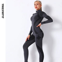 Women Winter Thermal Underwear For Sports Ski Fitness Quick Dry Thermo Turtleneck FemaleKnitted  Long Johns Set Clothes SK003