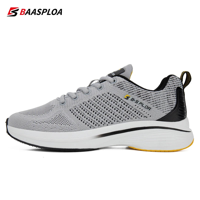 Baasploa Men Running Shoes 2024 New Fashion Lightweight Breathable Sports Shoes Male Outdoor Casual Lace Up Walking Shoes