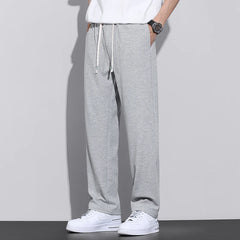 Men's Gray Khaki Leisure Daily Trend Pants Male Summer Thin Mopping Pants Straight Baggy Wide Leg Sports Basketball Trousers